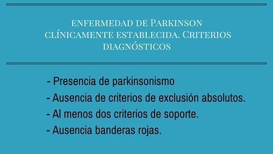 criterios diagnósticos para la enfermedad de Parkinson